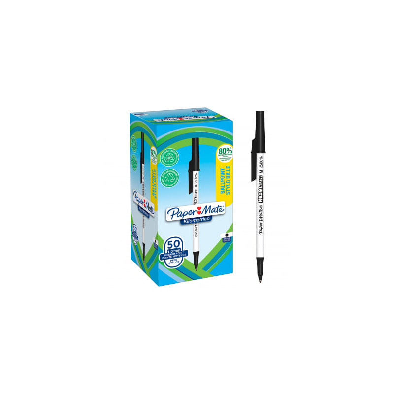 Penne a sfera papermate kilometrico cf50 punta media 1.0mm in plastica