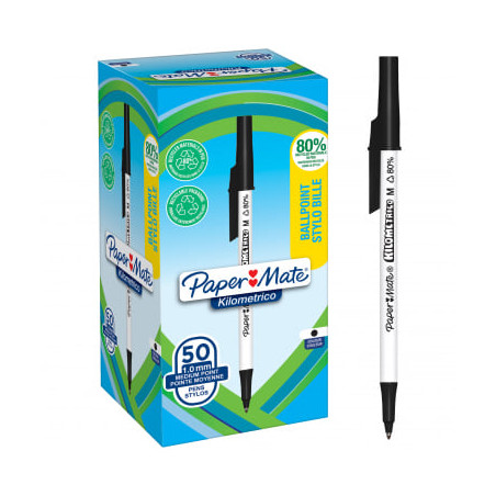 Penne a sfera papermate kilometrico cf50 punta media 1.0mm in plastica