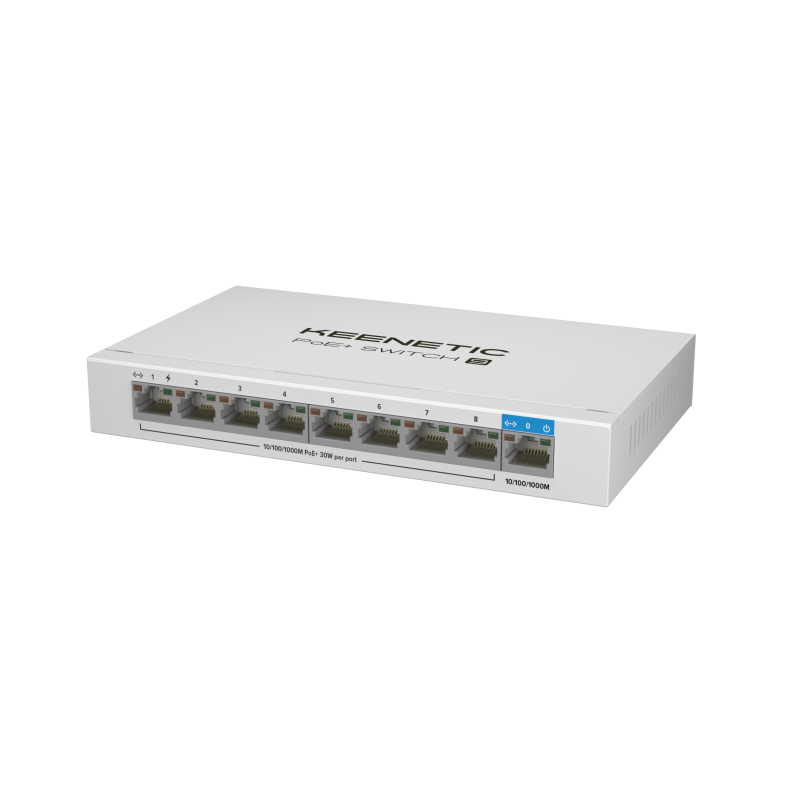 Switch keenetic gigabit a 9 porte 1x1gbps + 8x1gbps poe+ 120w bianco