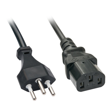 Cavo di alimentazione lindy iec 60320 c13 per swiss 3 pin 2m nero