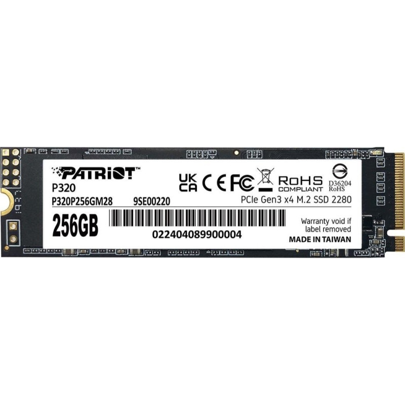 Ssd 256gb patriot viper p320 internal/m.2 pci-ex4 gen3 nvme 2.2/2280