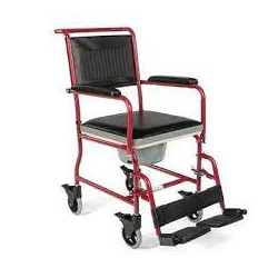 Sedia da toilette mobile timago carrello trasporto wc rosso/nero