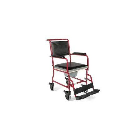 Sedia da toilette mobile timago carrello trasporto wc rosso/nero