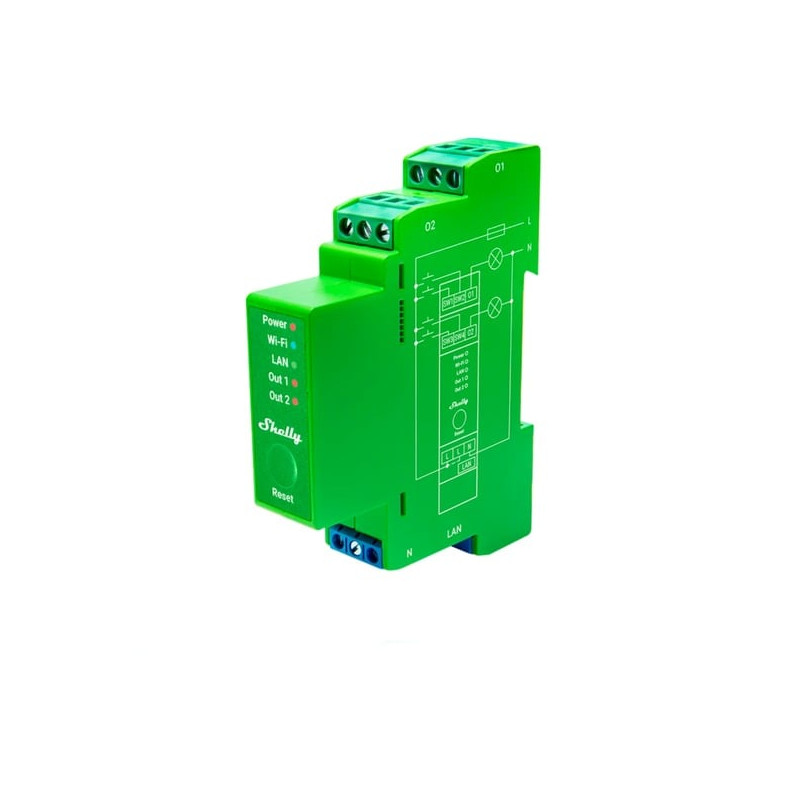 Interruttore rele'wi-fi shelly pro dimmer 2pm verde [shelly_pro_dimmer_2pm]