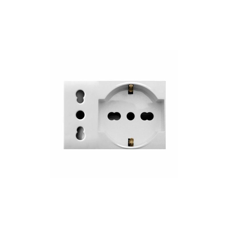 Presa schuko bipasso ave 44109015mb con presa italiana 2p+t 10/16a