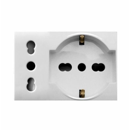 Presa schuko bipasso ave 44109015mb con presa italiana 2p+t 10/16a