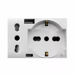 Presa schuko bipasso ave 44109015usb con presa italiana e usb-a/usb-c