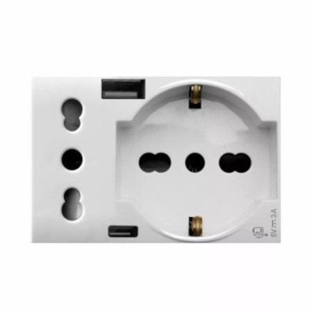 Presa schuko bipasso ave 44109015usb con presa italiana e usb-a/usb-c