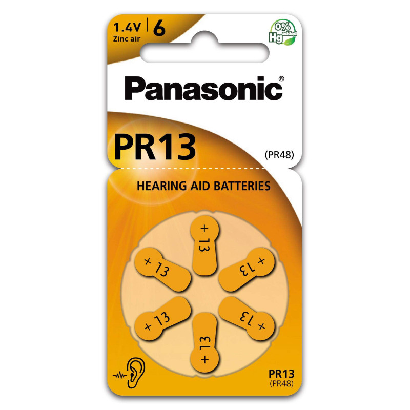 Pile panasonic pr13 x6 zinc air 1.4v per gli apparecchi acustici