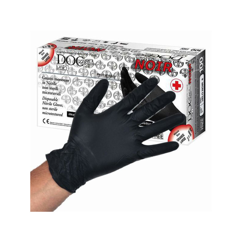 Guanti monouso gardening doc velo in nitrile l non sterile nero 100pz