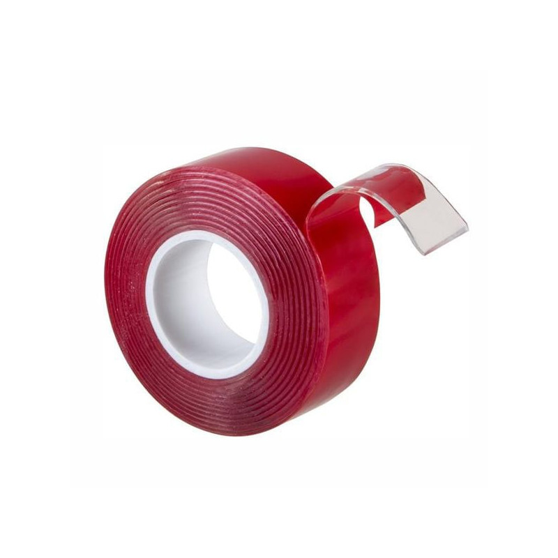 Nastri biadesivi geko 200/10 extra forte 19mm 1.5m rosso/trasparente