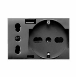 Presa ave tekla 44509015usb italiano usb tipo a/c 10/16a 250v 3 moduli