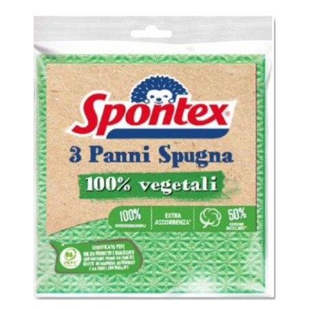 Panni spontex spugna x3 bio eco 3pz 18x19cm [19280325]