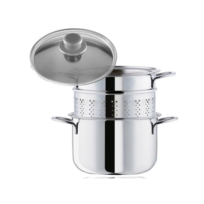 Set pentola inoxriv eatitaly pastaiola 20cm con coperchio vetro acciaio