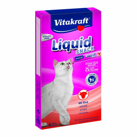Snack per gatti vitakraft cat liquid-snack con manzo 6x15g