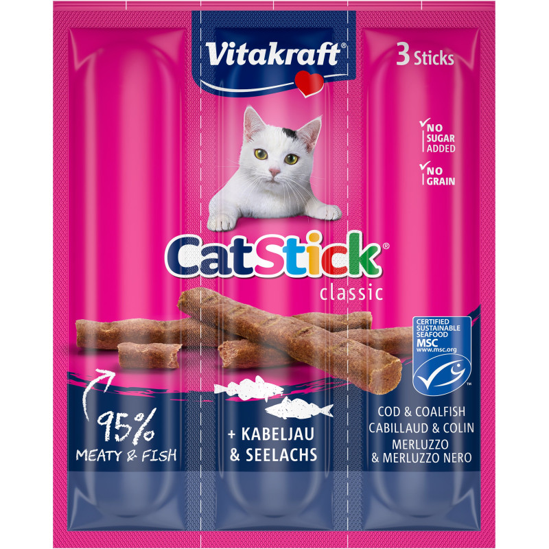 Snack per gatti vitakraft catstick classic merluzzo carbonaro 18g