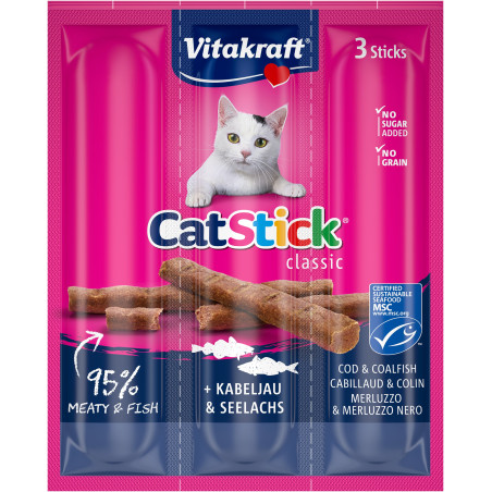 Snack per gatti vitakraft catstick classic merluzzo carbonaro 18g