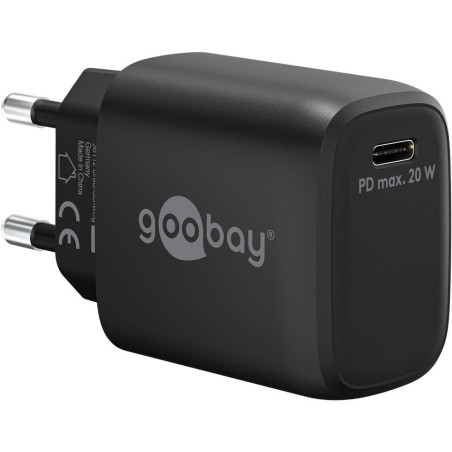 Alimentatore da rete goobay 65405 usb-c gan pd 20w nero [65405]