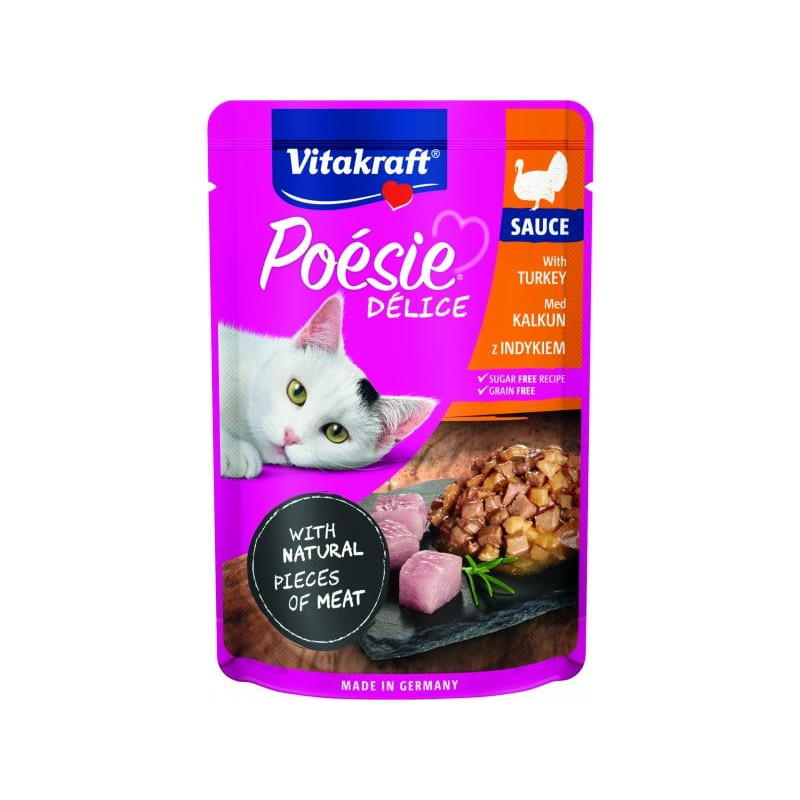 Cibo umido per gatti vitakraft poesie delice tacchino per gatti 85g