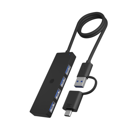Hub icybox ib-hub1424-c3 4 porta usb-a/c nero [nuicyus4p000026]