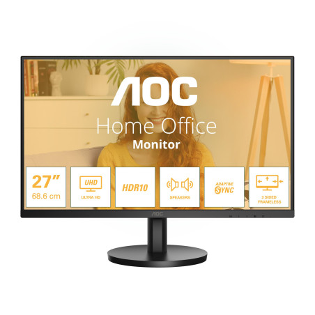 Monitor led 27" aoc ultra hd 3840x2160/4ms/classe f/nero [u27b3a]