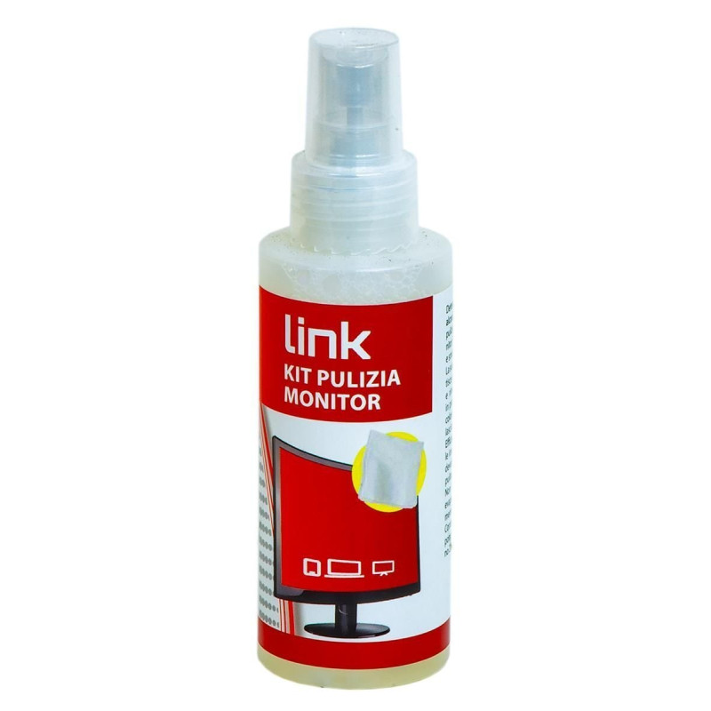 Kit pulizia link sp115 detergente per schermi 100ml + panno microfibra