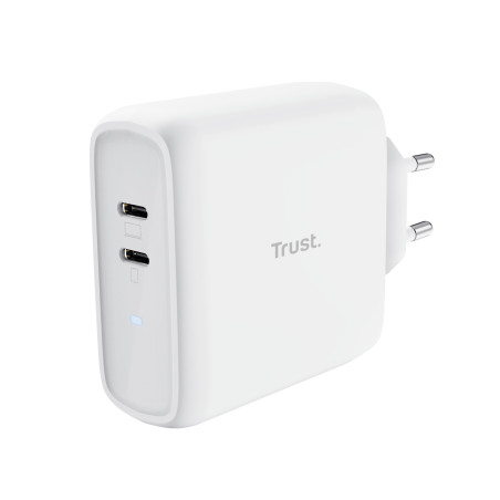 Alimentatore da rete trust maxo 2porte usb-c 65w bianco [25381]