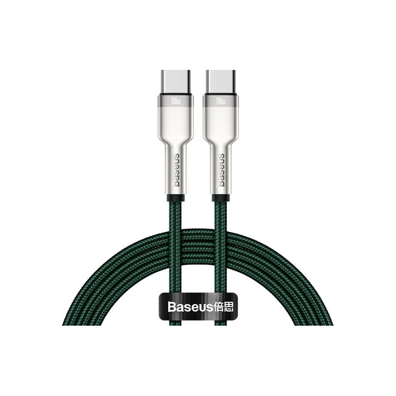 Cavo usb baseus cafule usb-c/c 100w 2m verde [catjk-d06]