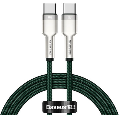 Cavo usb baseus cafule usb-c/c 100w 2m verde [catjk-d06]