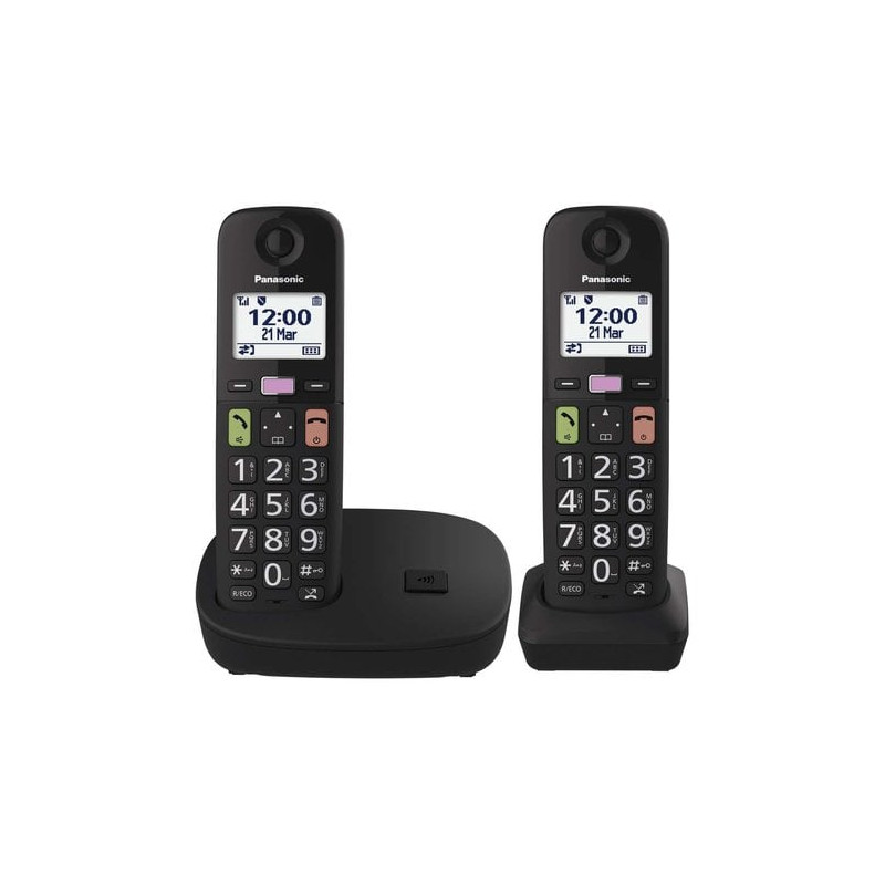 Telefono cordless panasonic tgu112exb tasti grandi duo nero [kx-tgu112exb]