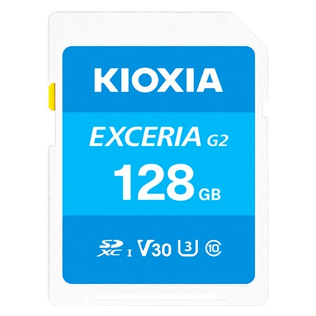 128gb scheda sdxc kioxia exceria g2 class10 uhs-i u3 v30 blu