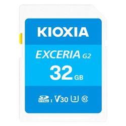 32gb scheda sdxc kioxia exceria g2 class10 uhs-i u3 v30 blu [lnex2l032gg4]
