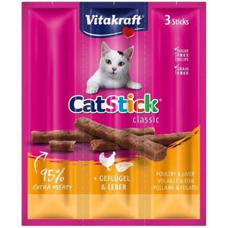 Bastoncini vitakraft mini kabanosy con pollame e fegato per gatti