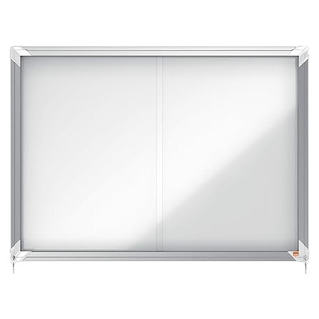 Bacheca magnetica nobo per interni con ante scorrevoli di vetro e