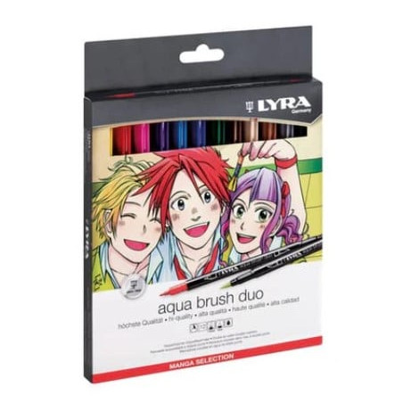 Pennarelli lyra cf12 aqua brush duo punte 2/4mm 12pz [l6521121]