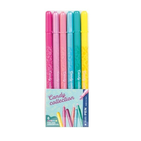 Penna tratto a punta sintetica multicolore 6pz [f807806]