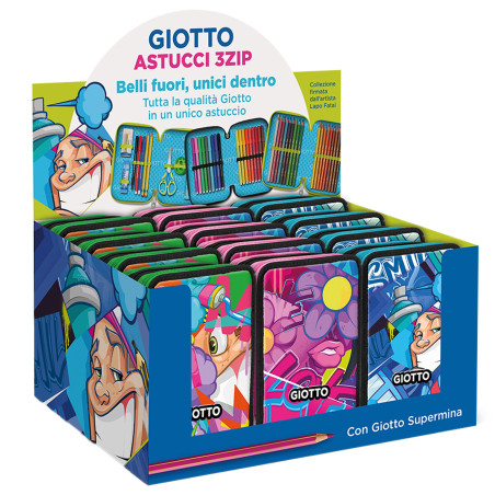 Astuccio giotto 3 zip young street collection fantasie assortite
