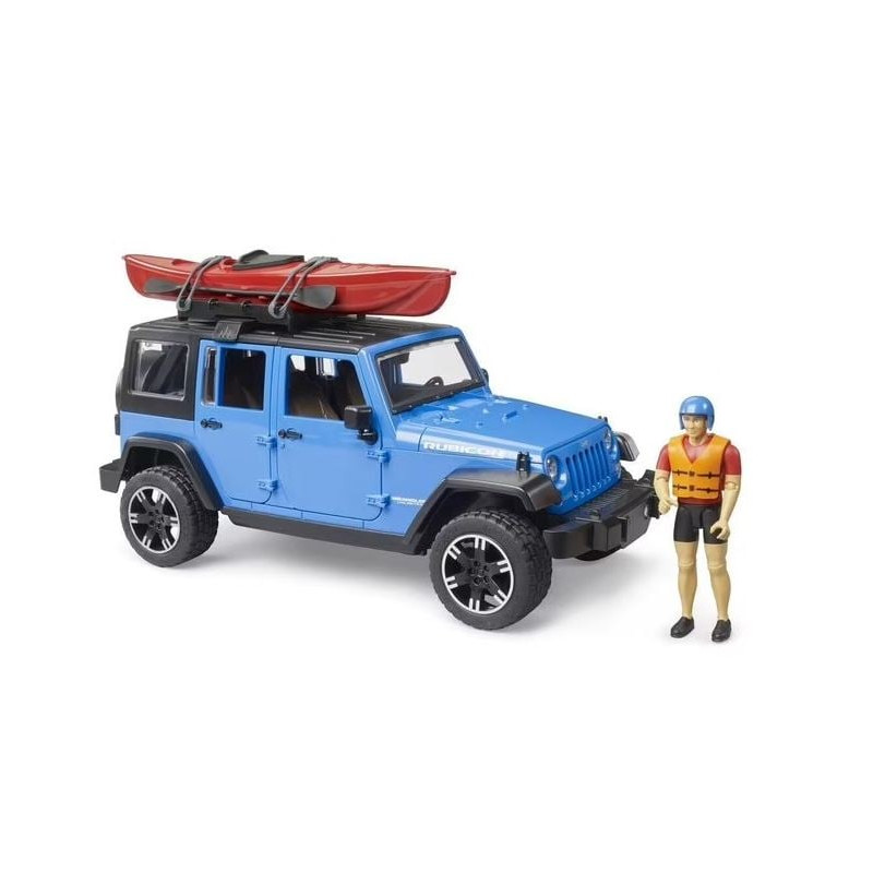 Modellino jeep wrangler rubicon con kayak e figurina 1/16 multicolore