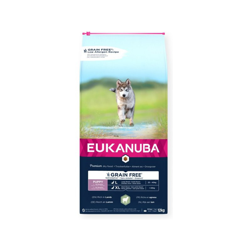 Cibo secco eukanuba grain free puppy large/giant agnello per cani