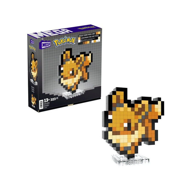 Mattel mega pokemon eevee pixel art multicolre [hth78]