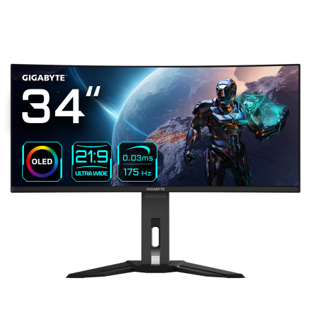 Monitor oled 34'' gigabyte mo34wqc full hd 3440x1440p/0.03ms/classe