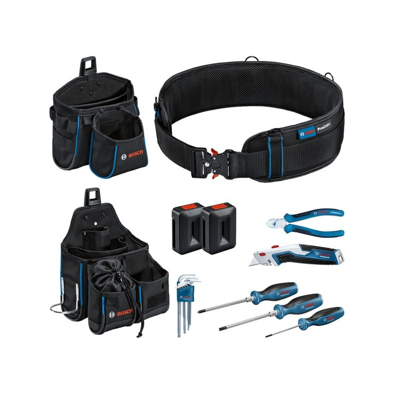 Cintura bosch con set di utensili manuali professional nero 14pz