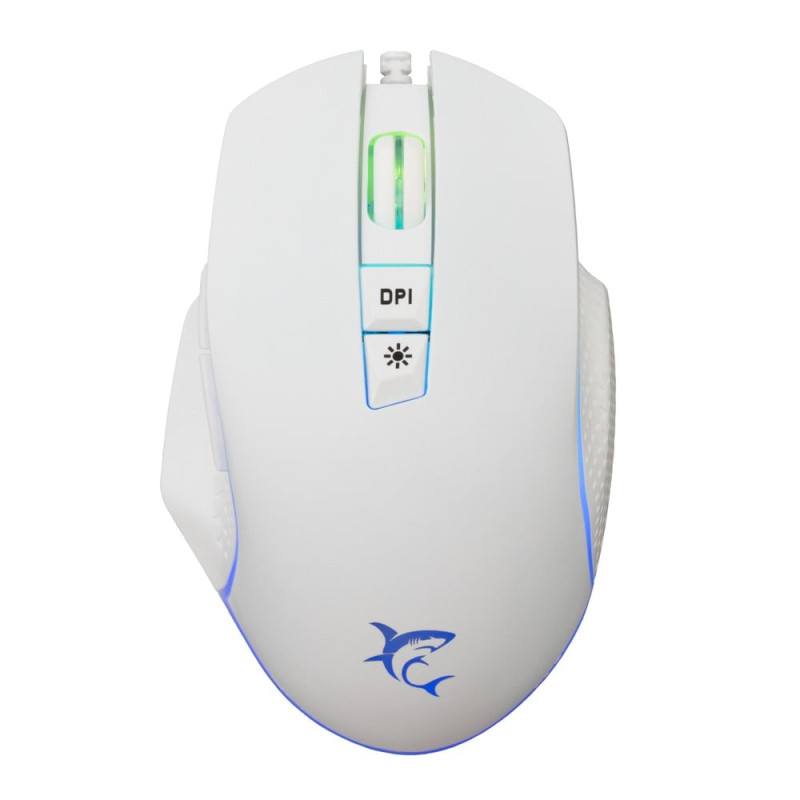 Mouse white shark gareth ottico gaming led rgb usb ambidestro 6400dpi