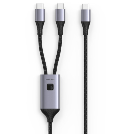 Cavo di ricarica sdoppiatore techly usb-c maschio a due usb-c