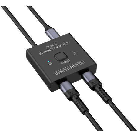 Switch bidirezionale techly usb tipo c 8k nero