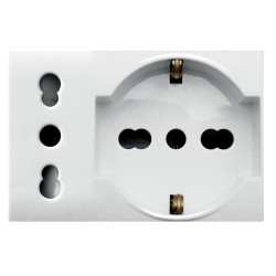 Presa schuko ave whitek s44 2p+t 10/16a 250v 3 moduli bianco opaco