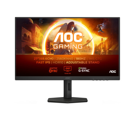 Monitor led 27" aoc q27g4xf quad hd 2560x1440p/1ms/classe e/nero