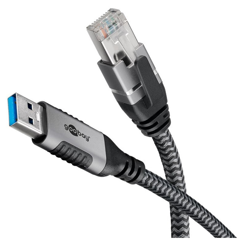 Cavo di rete goobay 70497 usb tipo a a rj-45 1.5m nero/argento