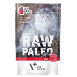 Cibo umido per gatti vetexpert raw paleo manzo 100g