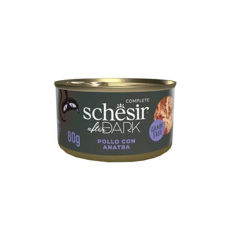 Cibo umido per gatti agras pet foods schesir after dark pollo 80g